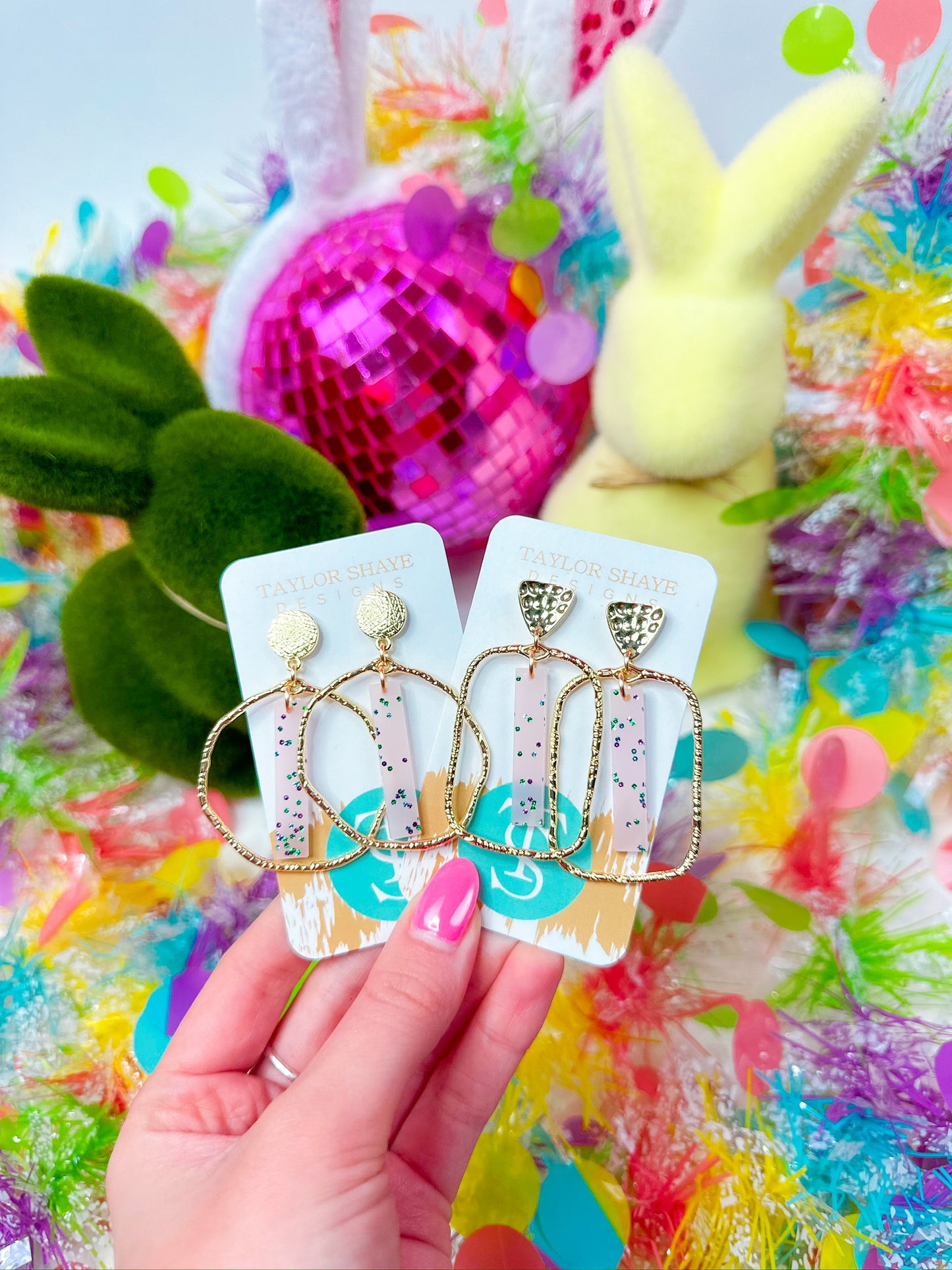 Pink Glitz Stick Hoops