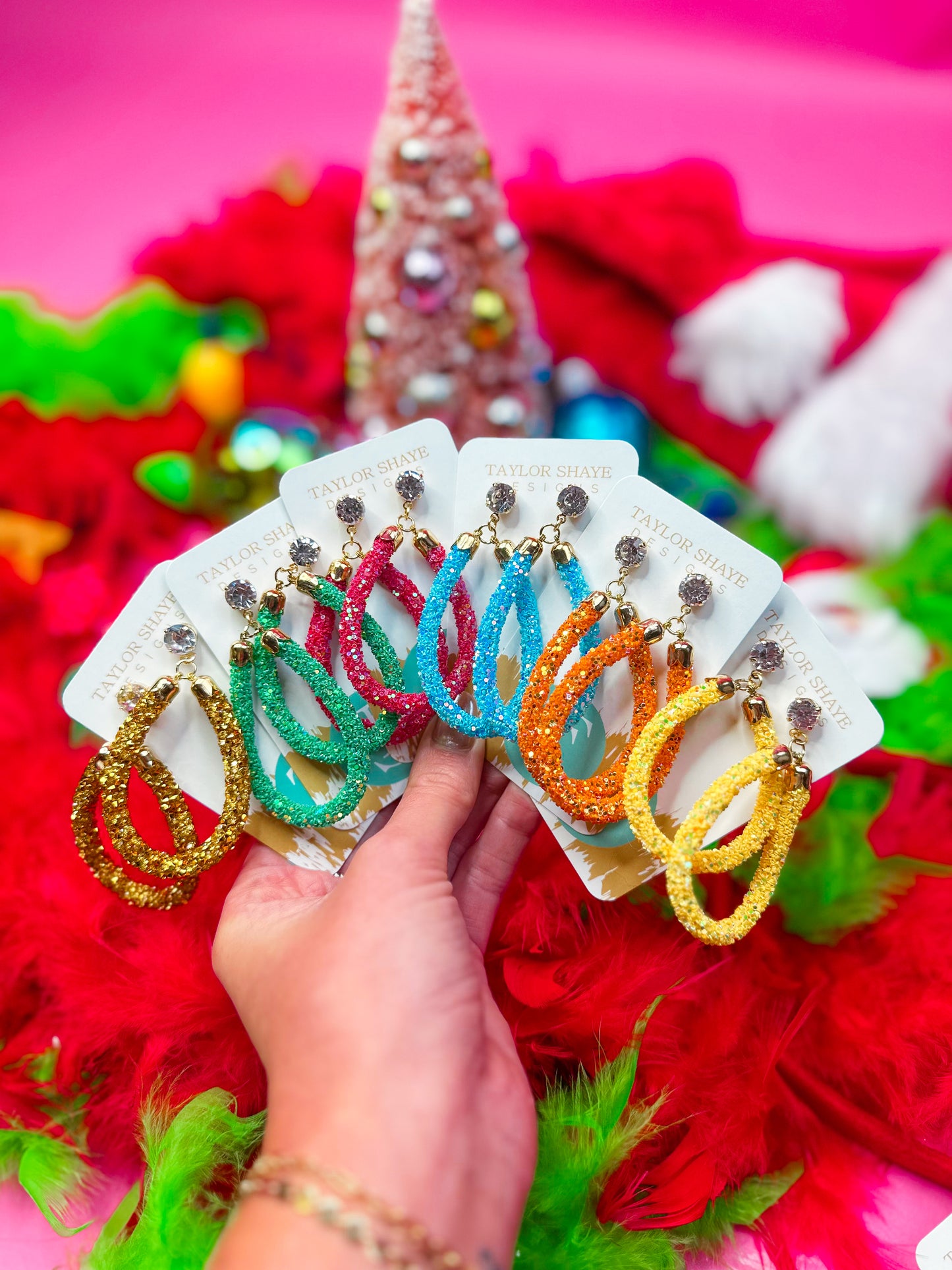 Green Glitter Teardrops