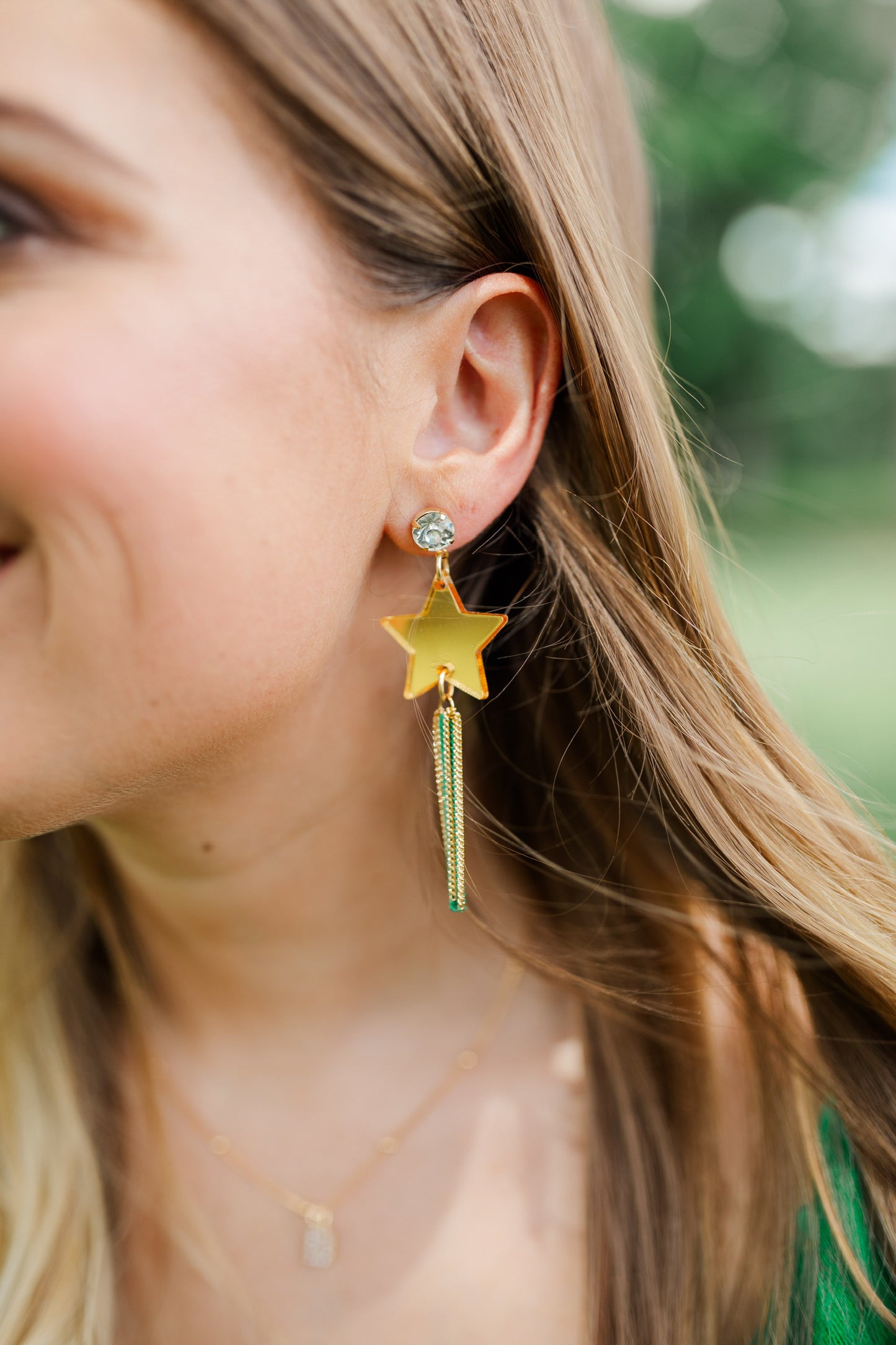 Green/Gold Star Chain Tassels