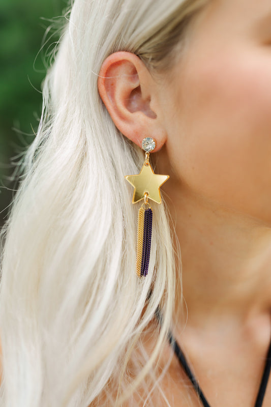 Black/Gold Star Chain Tassels