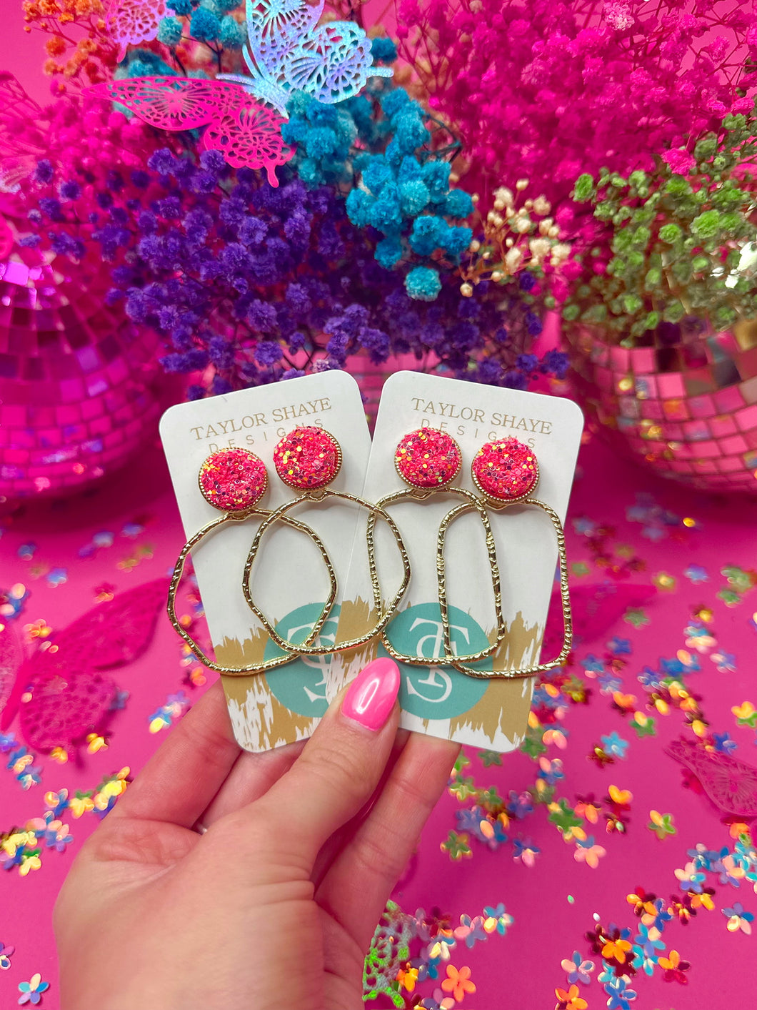 Glitter Top Hoops