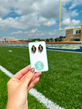 Load image into Gallery viewer, Black and Gold Football Stud
