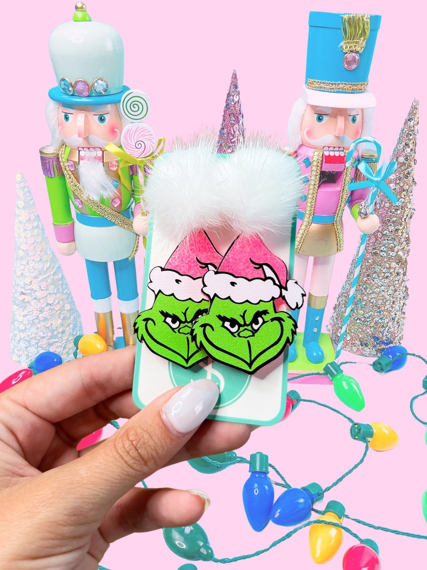 Pink Grinch Earrings