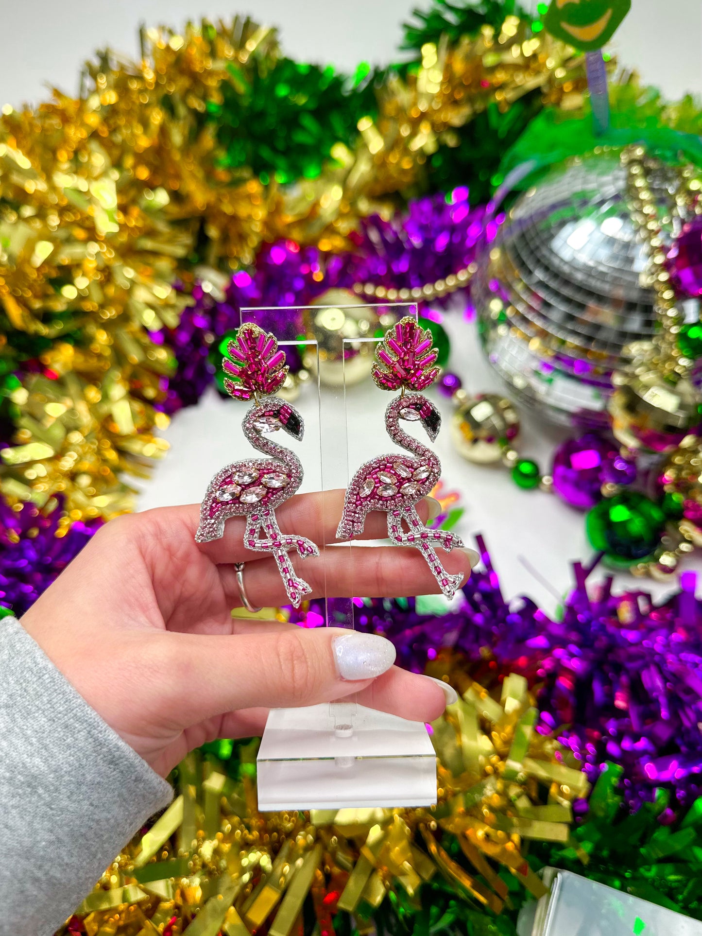 Pink Beaded Flamingo Drops