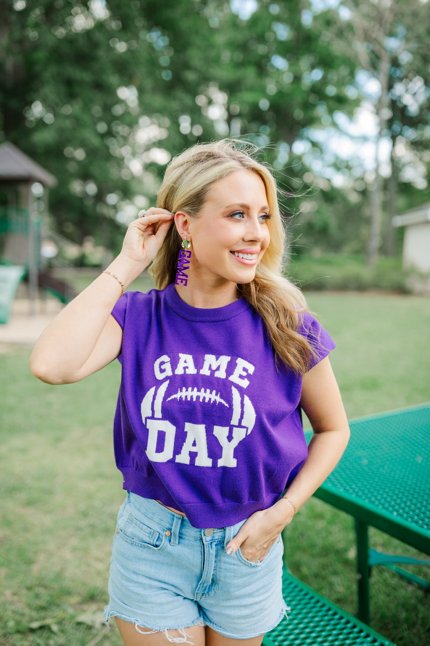 Acrylic Purple/Gold Mirror Gameday Drops