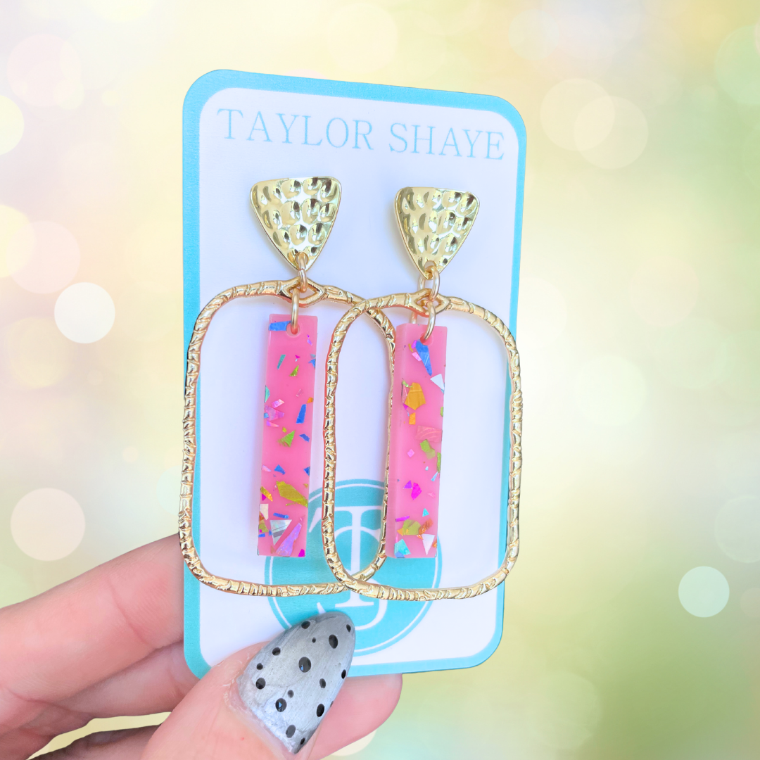 Pink Rainbow Flake Drops