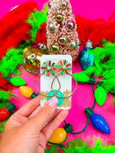 Load image into Gallery viewer, Red/Green Sequin Sunburst Hoops
