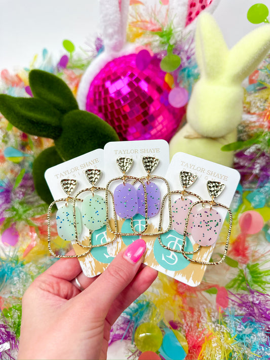 Pastel Glitz Oval Hoops