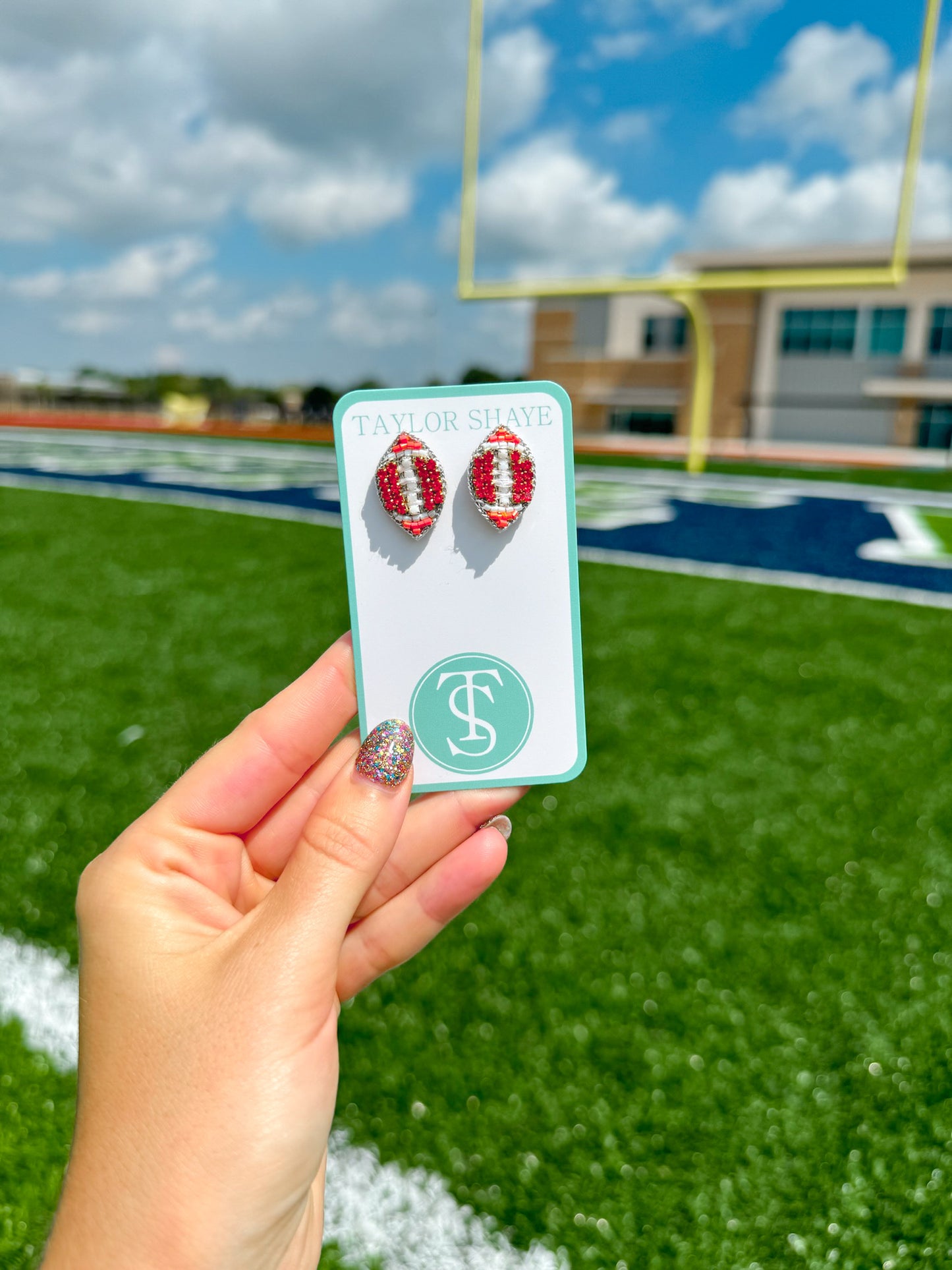 Beaded Orange Football Stud