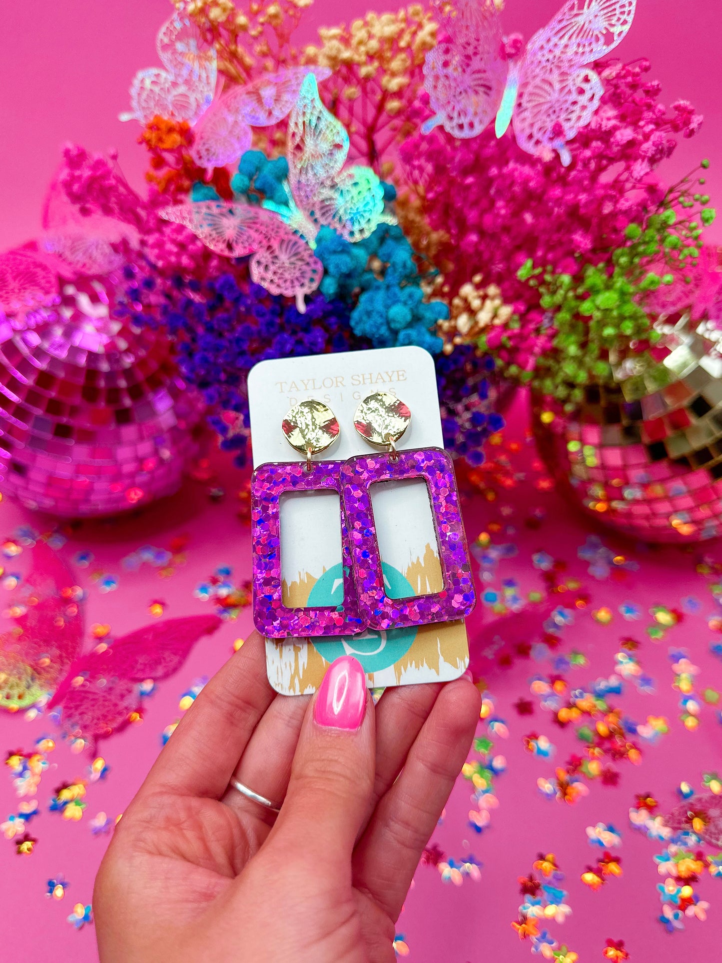 Fuchsia Sequin Rectangle Drops