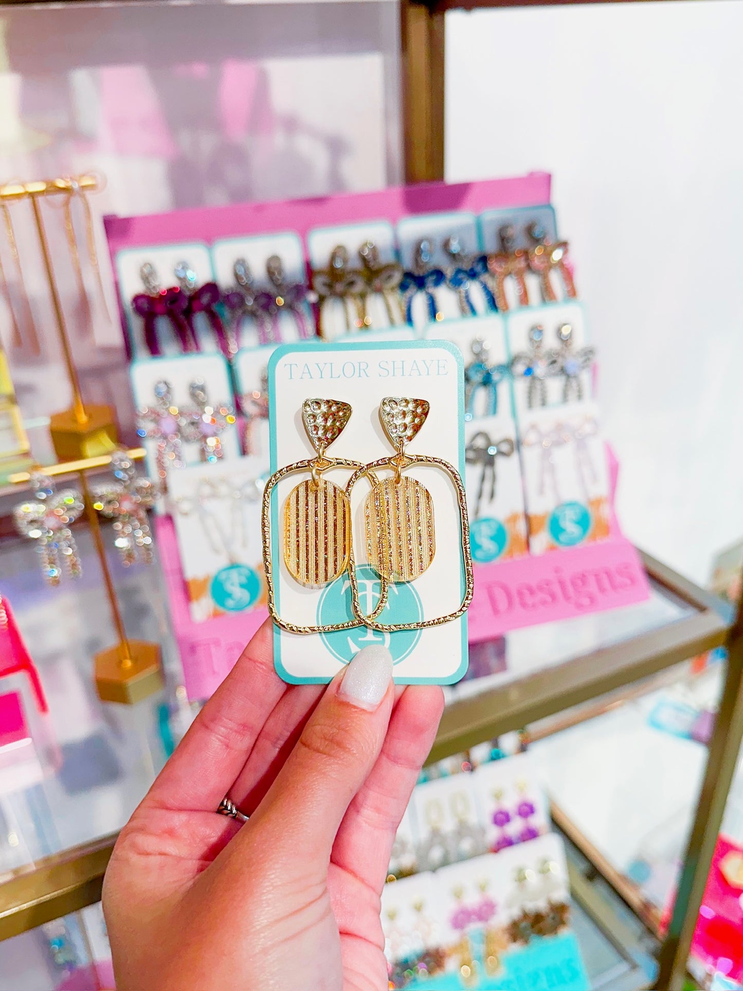 Striped Gold Oval Hoops