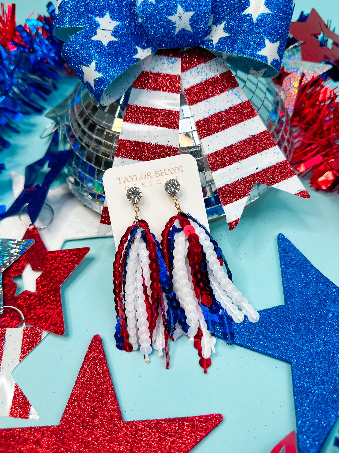 Red/Blue Sequin Tassels