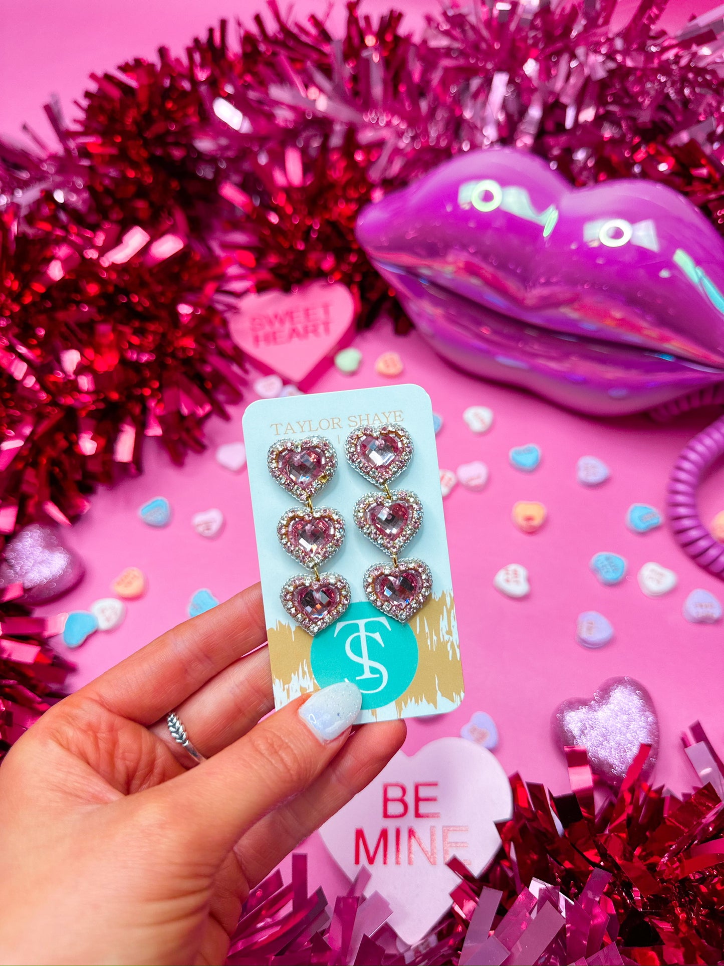 Rosaline Triple Beaded Hearts