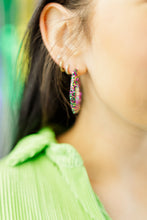 Load image into Gallery viewer, Mardi Gras Glitter Hinge Hoops
