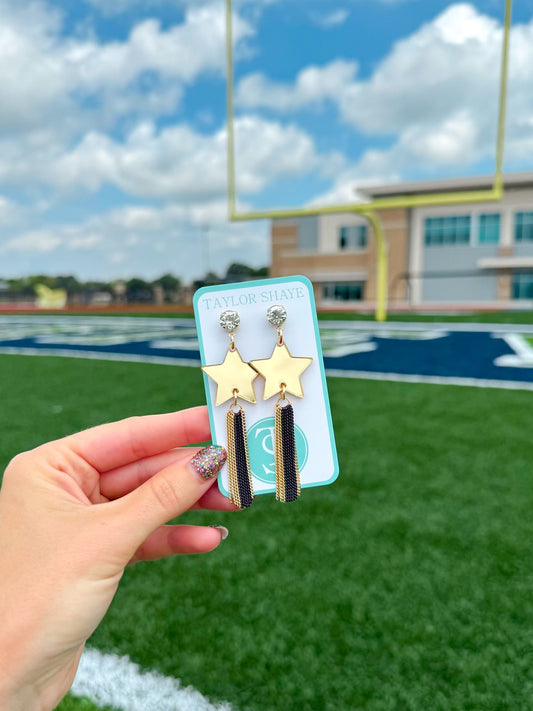 Black/Gold Star Chain Tassels