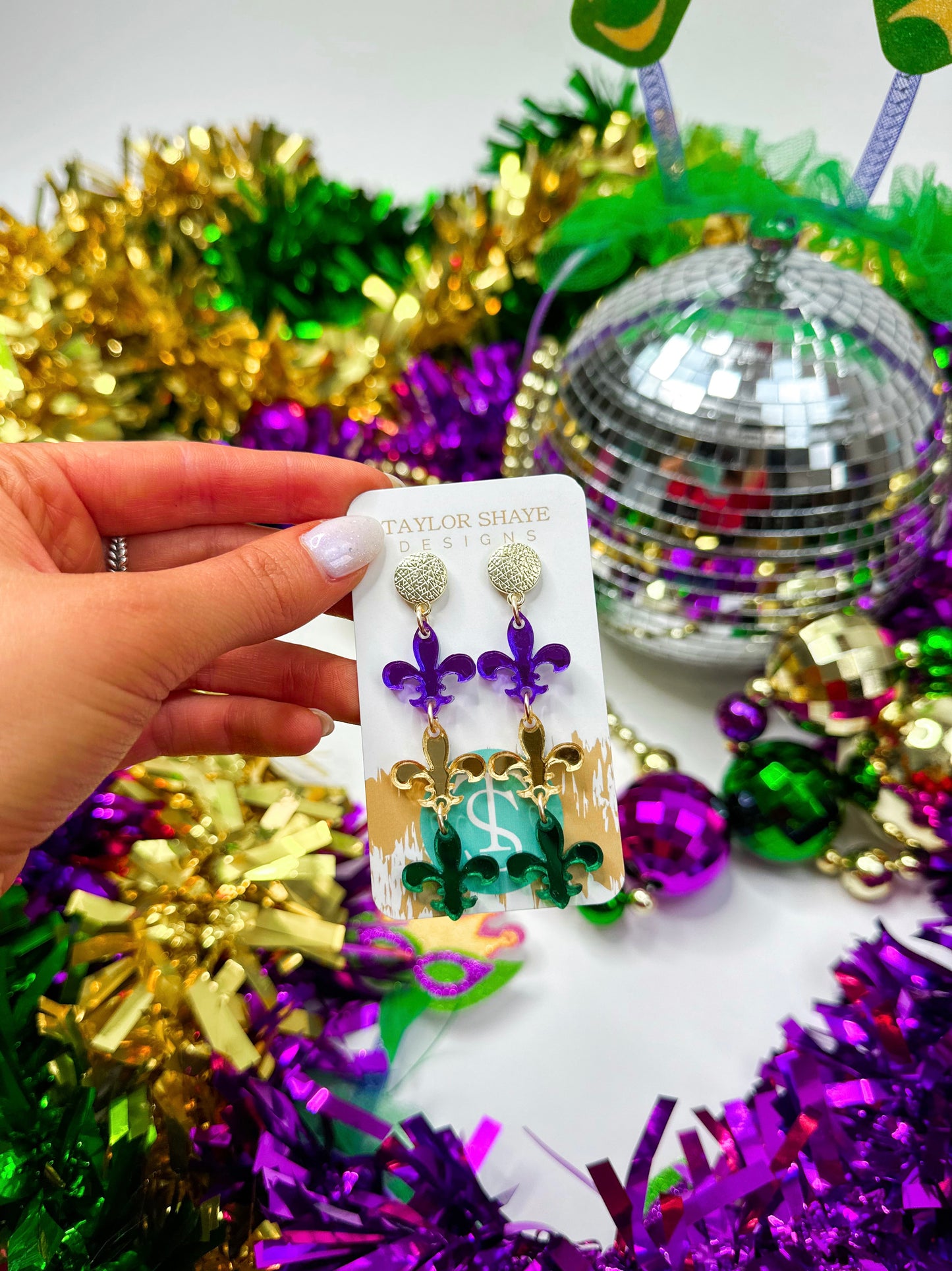 Mardi Acrylic Triple Fleur-de-Lis