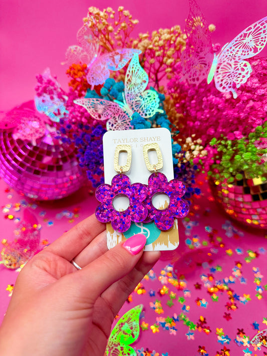 Fuchsia Sequin Rylee Flower Drops