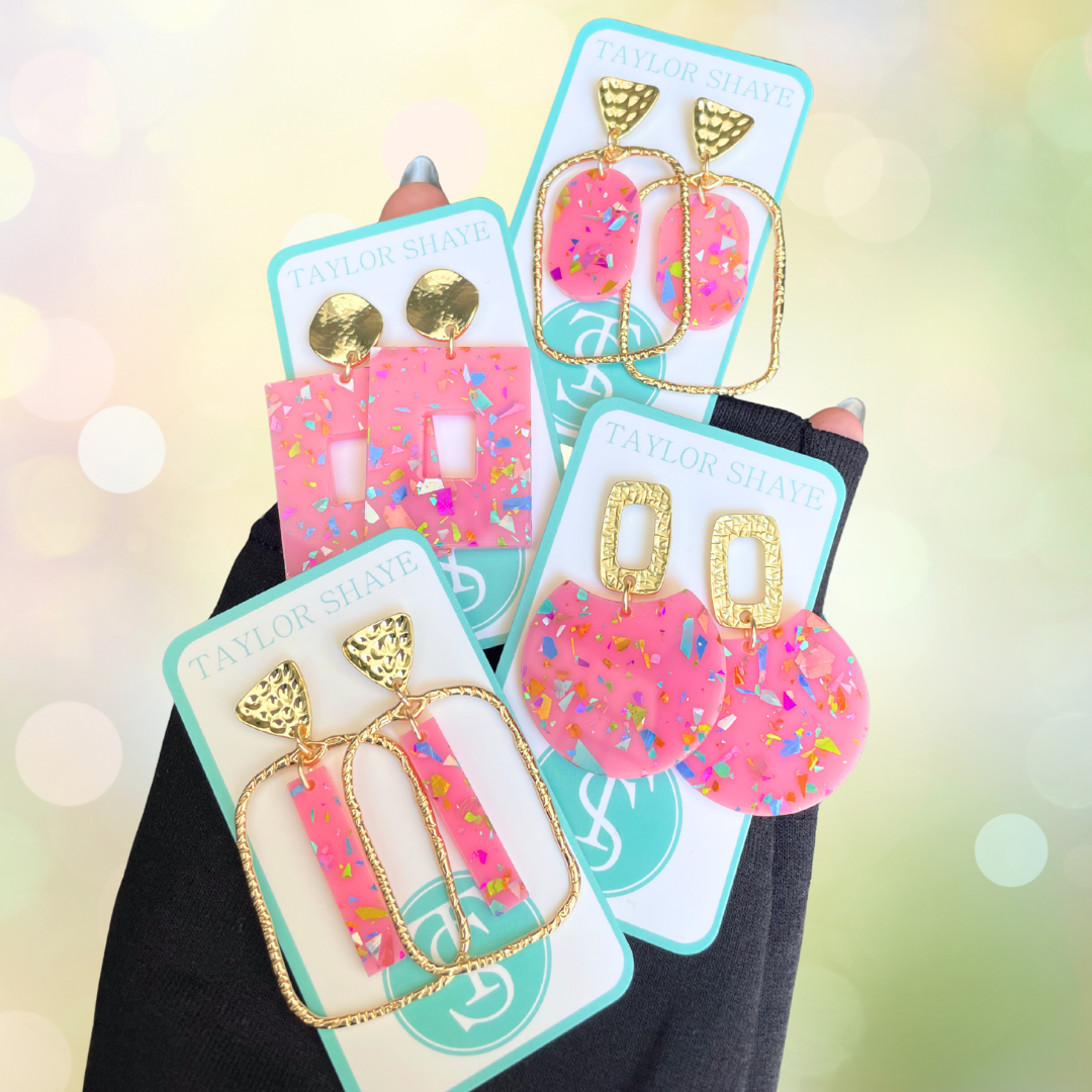 Pink Rainbow Flake Drops