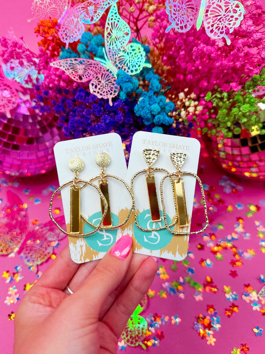 Gold Mirror Stick Hoops