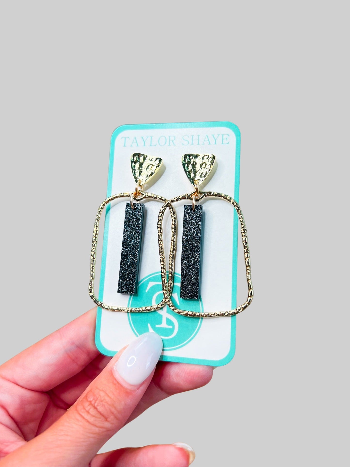Black Glitter Stick Hoops