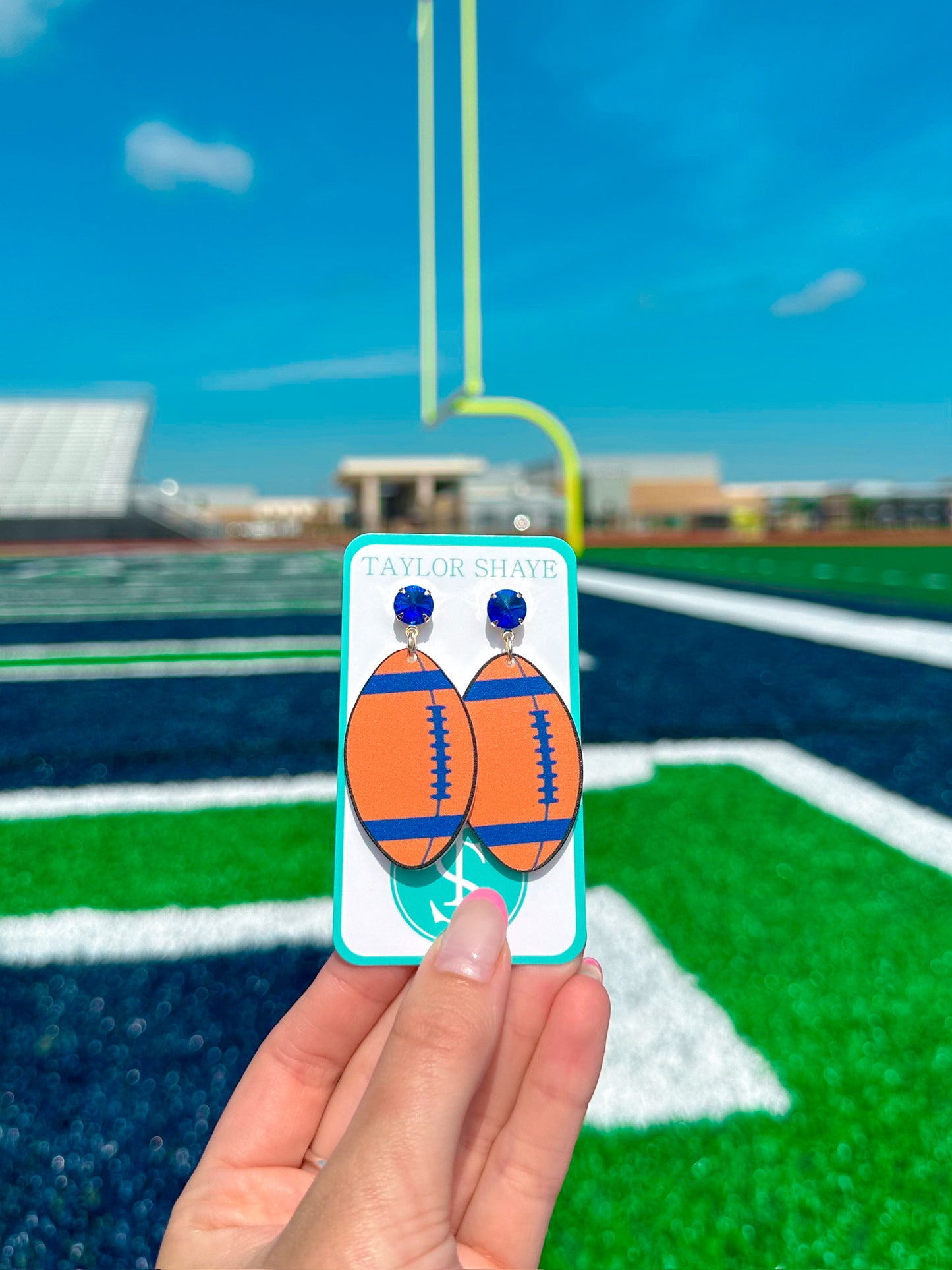 Blue and Orange Acrylic Footballs