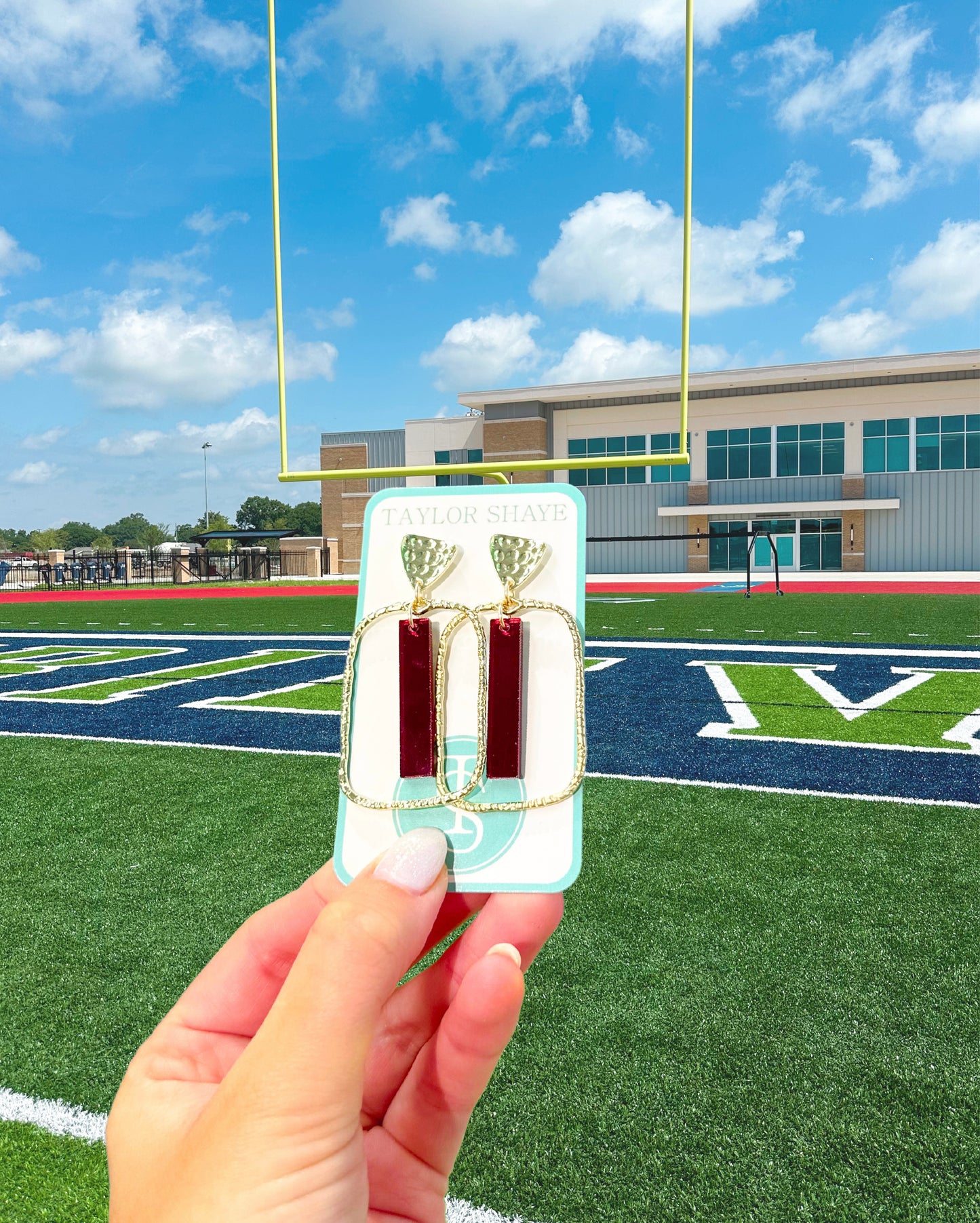 Maroon Mirror Stick Hoops