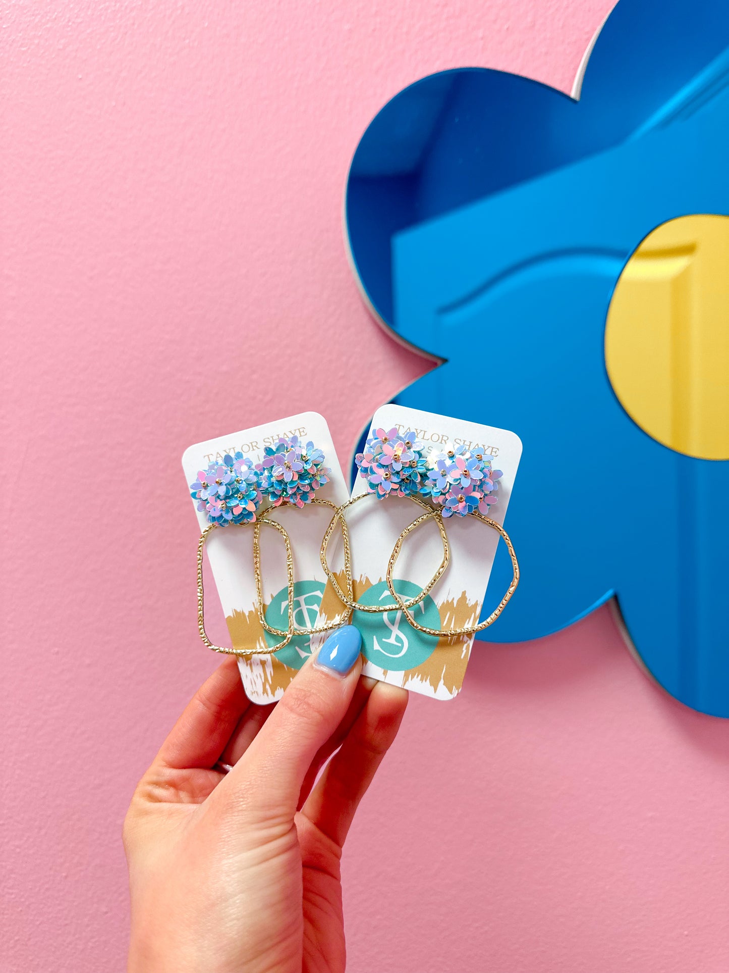 Iridescent Flower Hoops