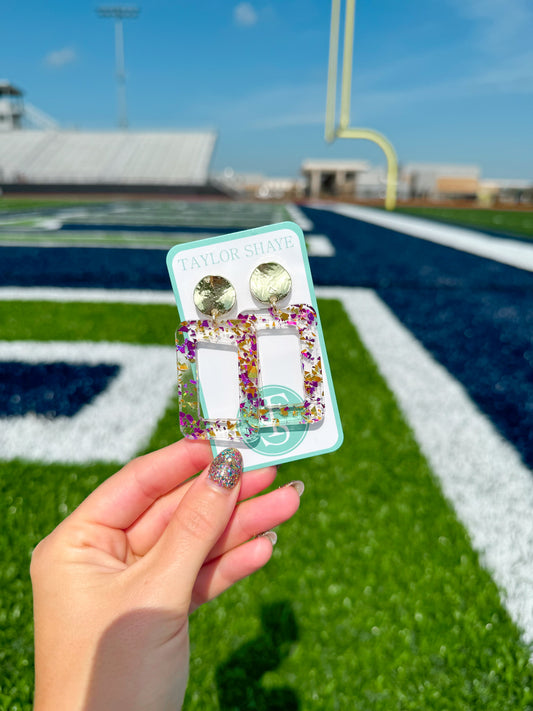 Purple/Gold Flake Rectangle Drops