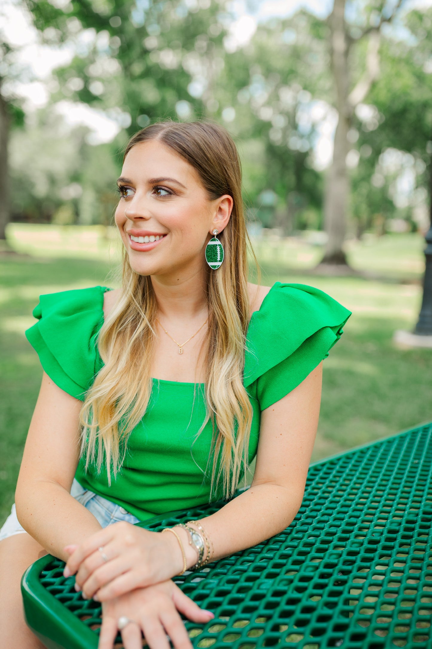 Green/White Acrylic Footballs