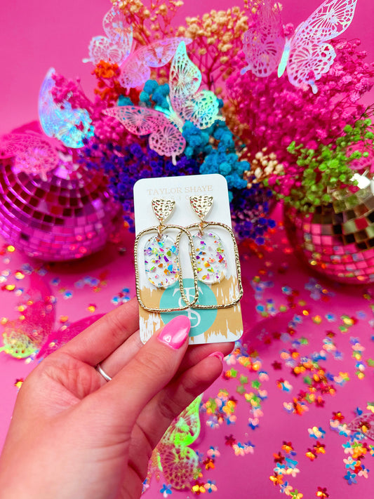 Rainbow Flake Oval Hoops