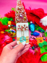 Load image into Gallery viewer, Red/White Sequin Sunburst Hoops
