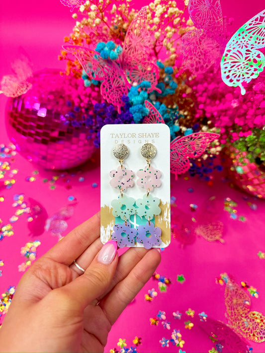 Pastel Glitz Triple Flower Drops