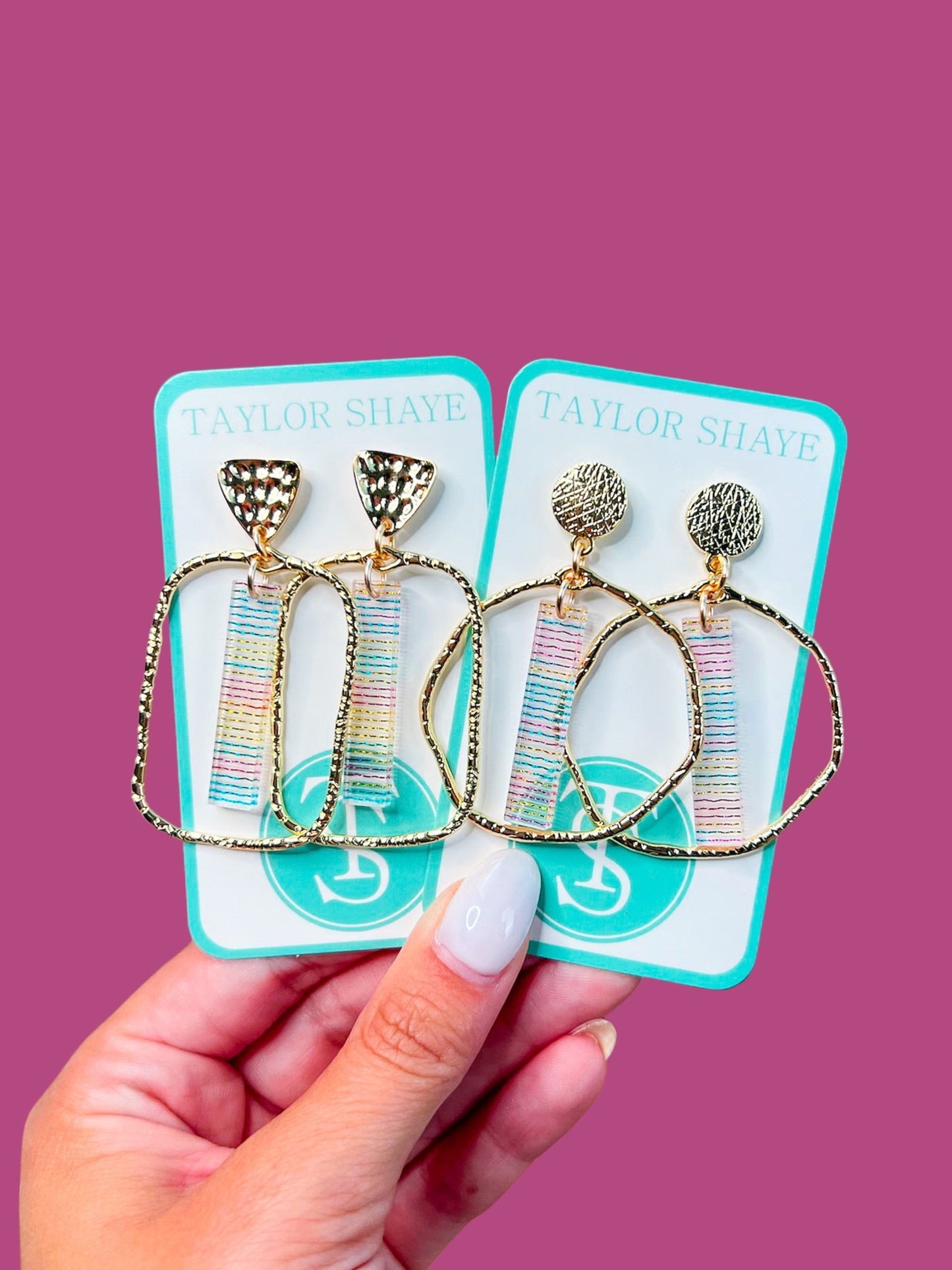 Rainbow Stripe Stick Hoops