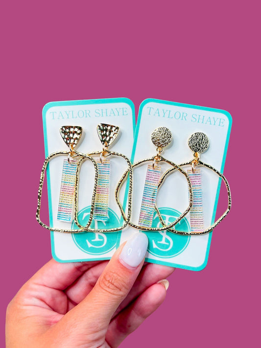 Rainbow Stripe Stick Hoops