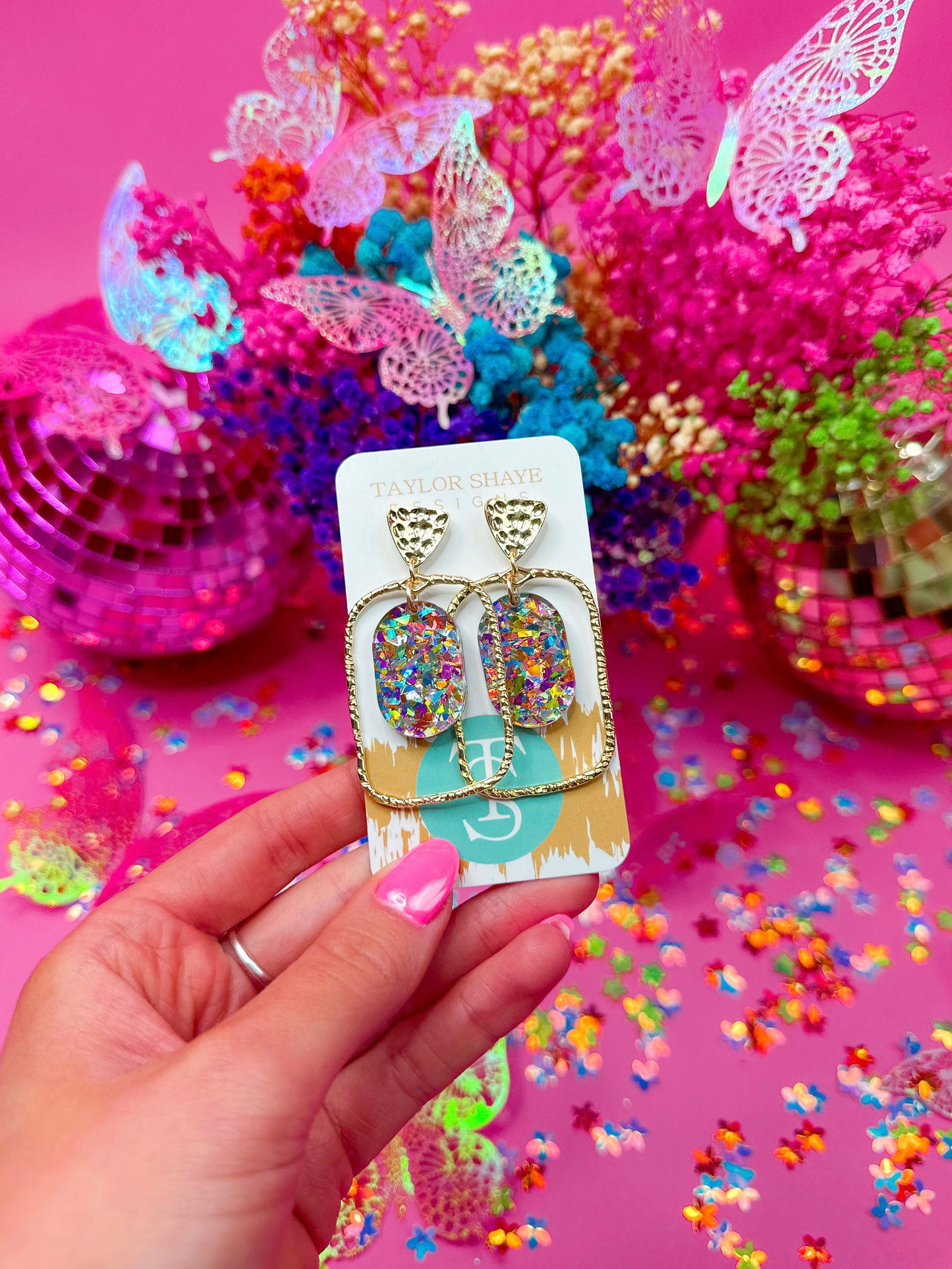 Pastel Confetti Oval Hoops