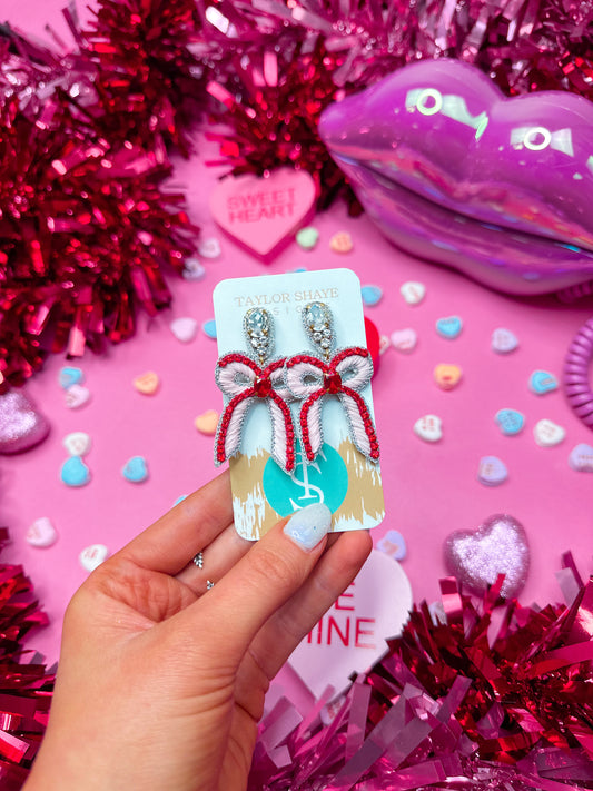 Pink/Red Beaded Bows