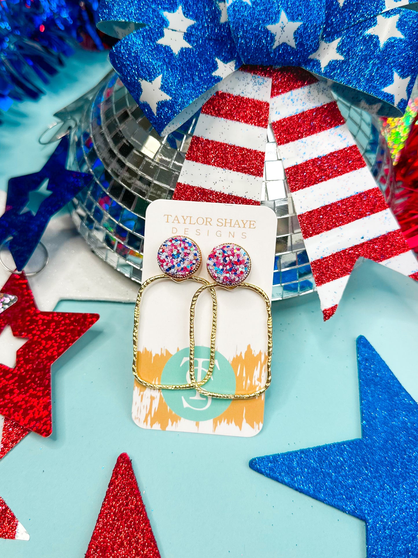 USA Glitter Top Hoops