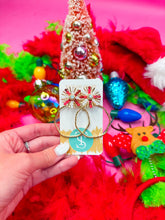 Load image into Gallery viewer, Red/White Sequin Sunburst Hoops
