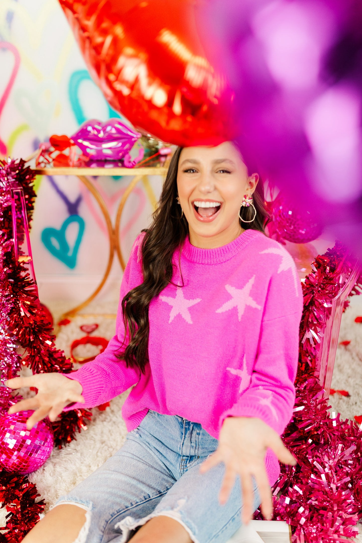 Pink Mix Sequin Sunburst Hoops