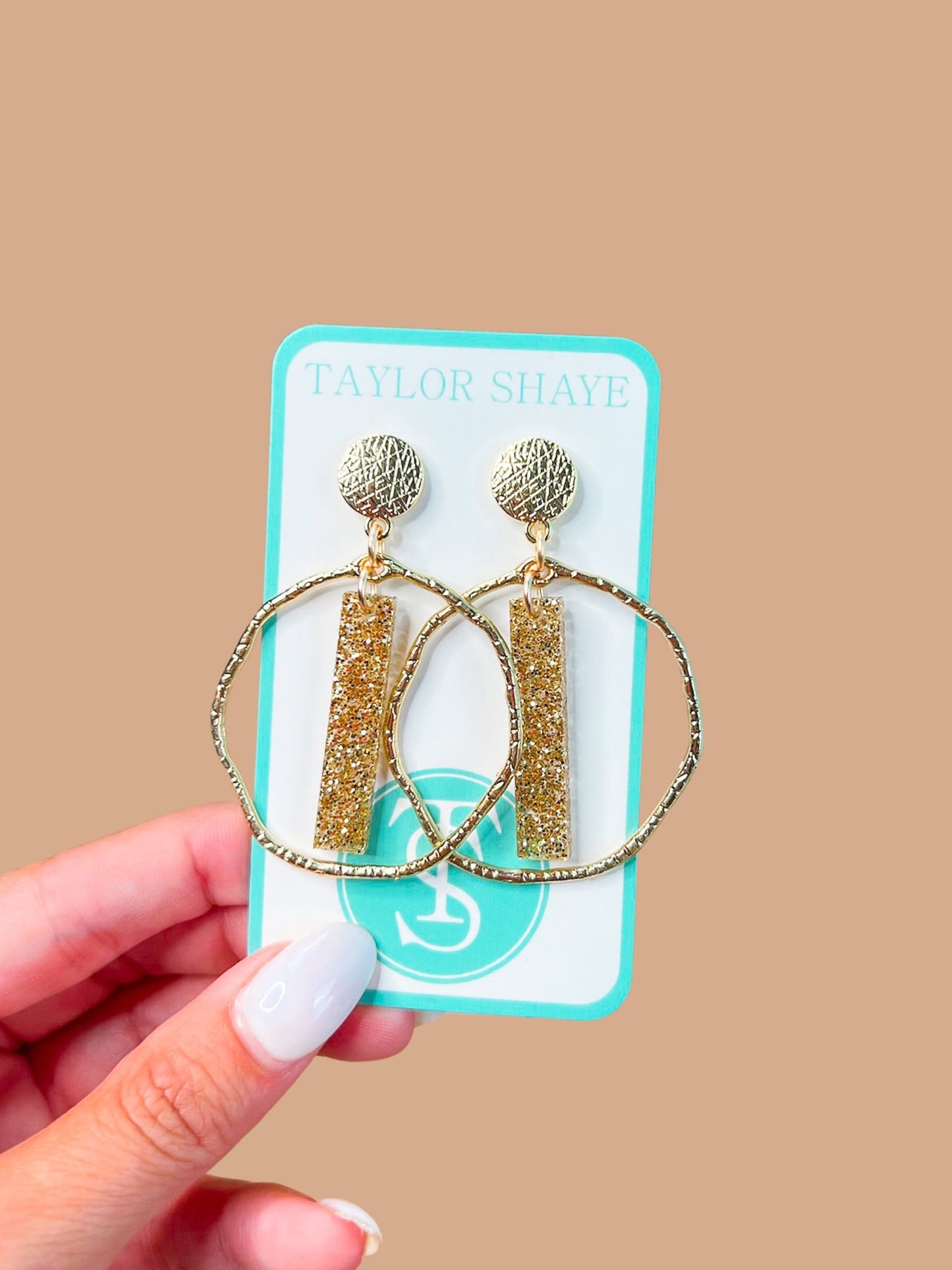Gold Glitter Stick Hoops