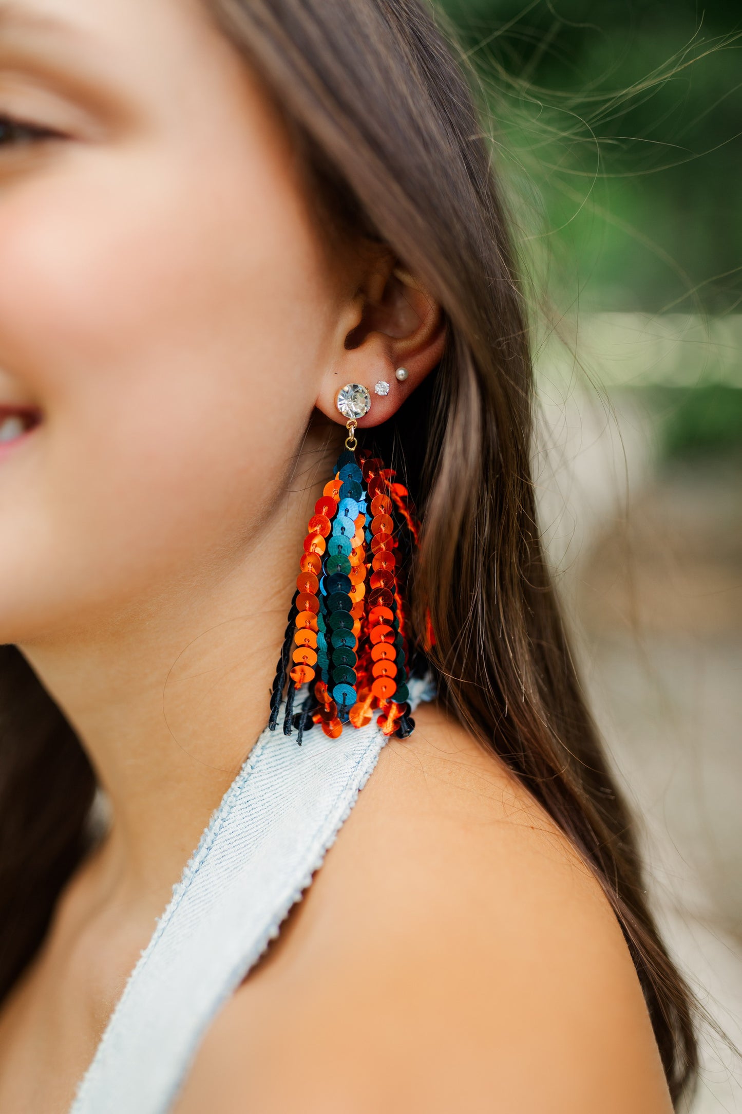 Navy/Orange Sequin Tassels