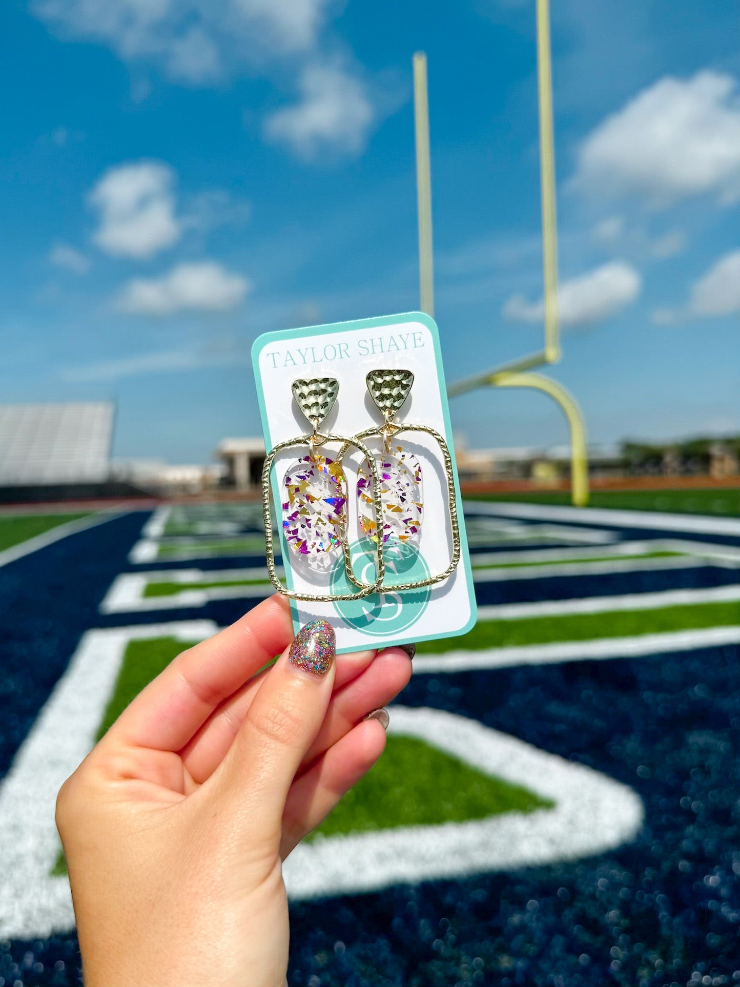 Purple/Gold Flake Oval Hoops