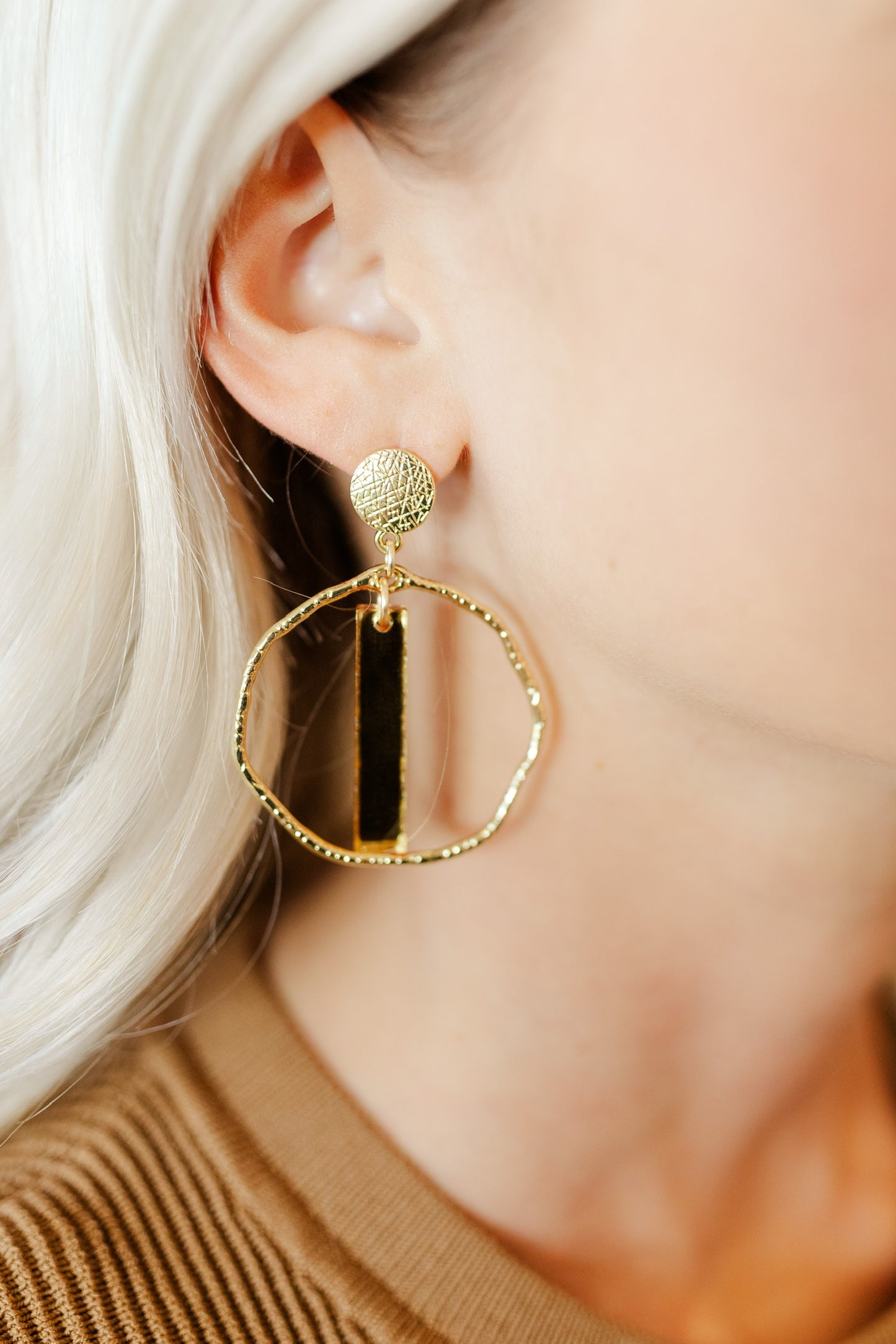 Gold Mirror Stick Hoops