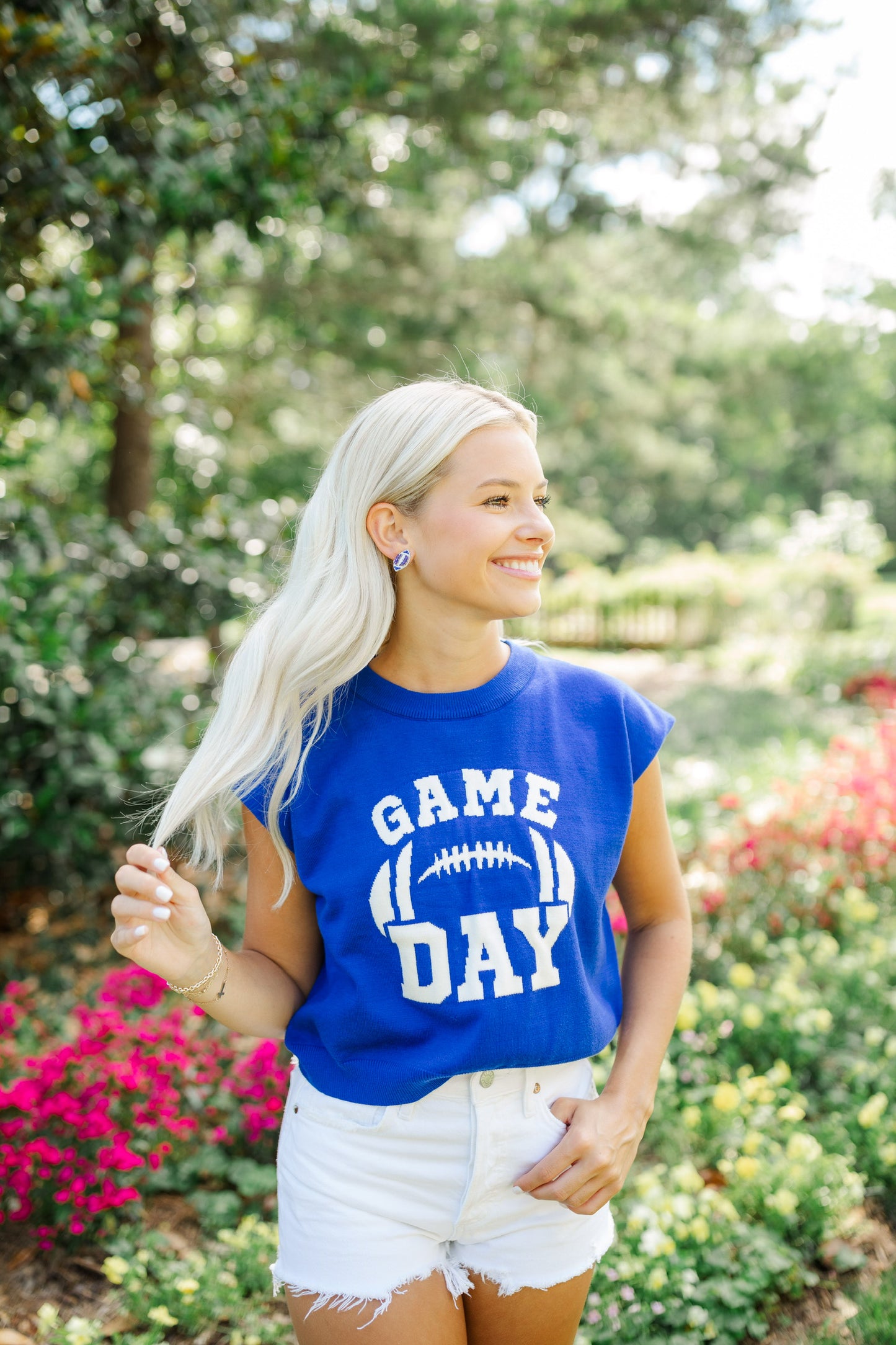 Beaded Blue Football Stud