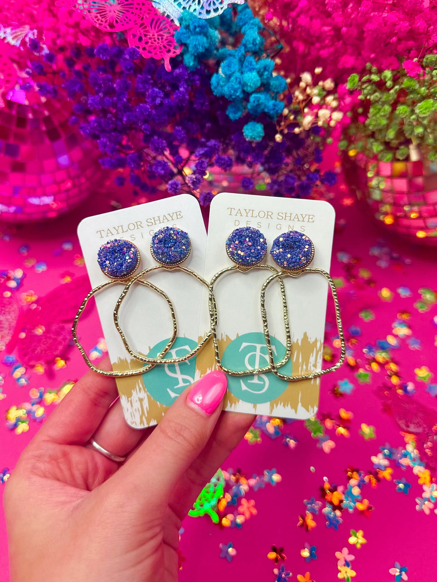 Glitter Top Hoops