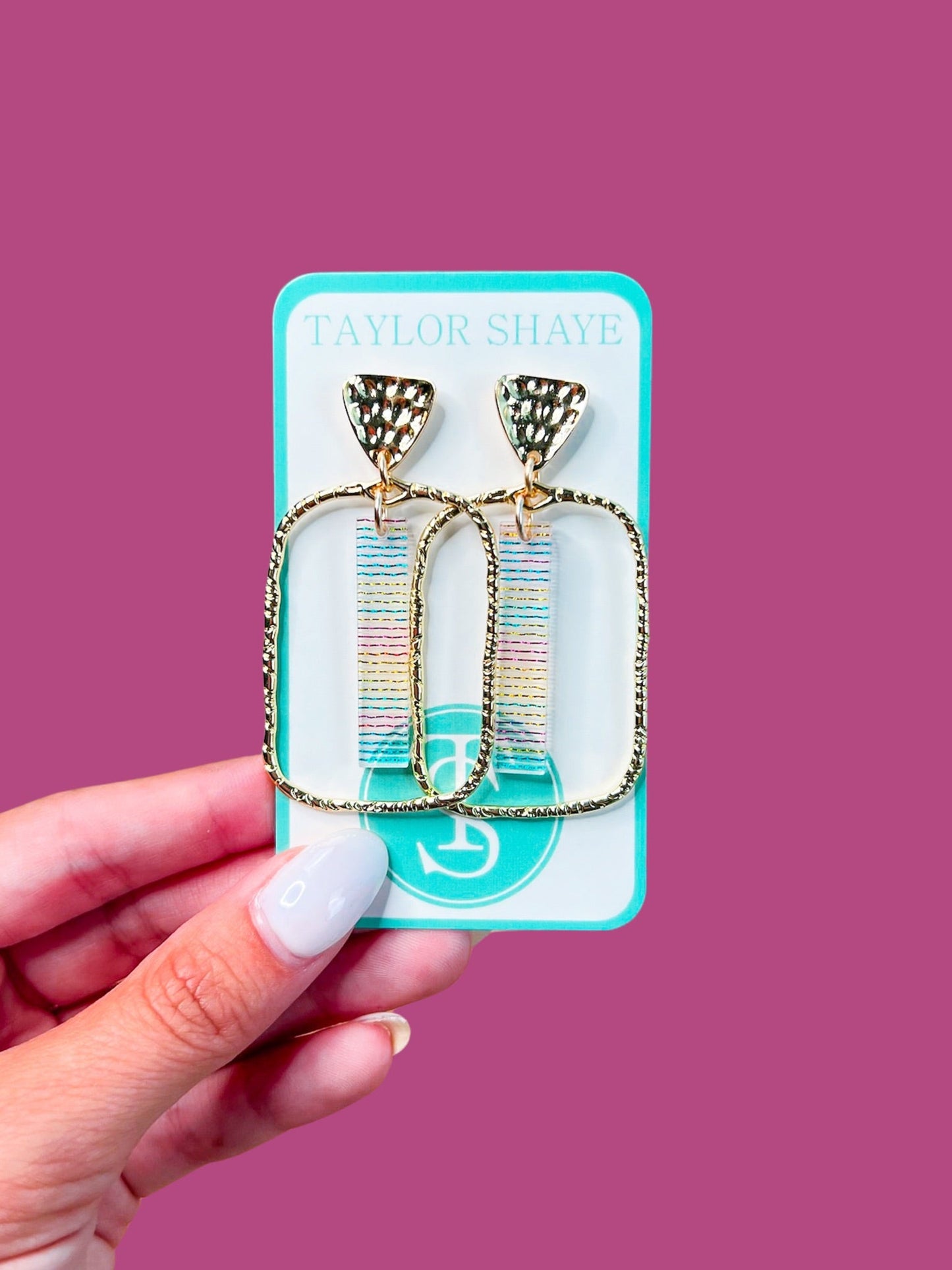 Rainbow Stripe Stick Hoops