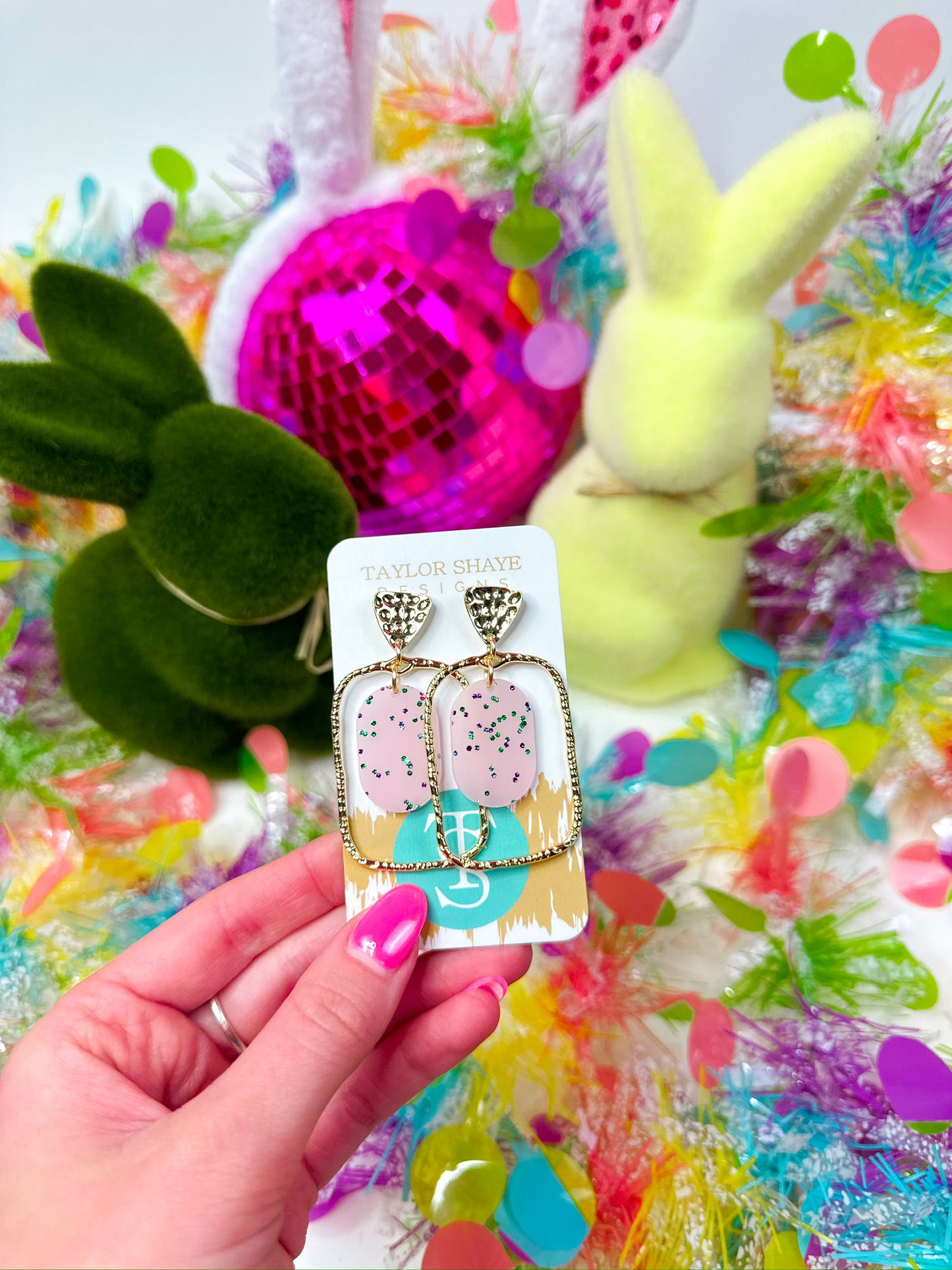 Pastel Glitz Oval Hoops