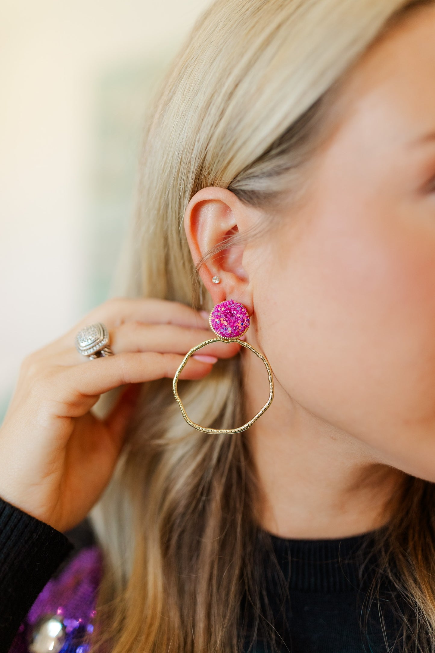 Gameday Glitter Top Hoops