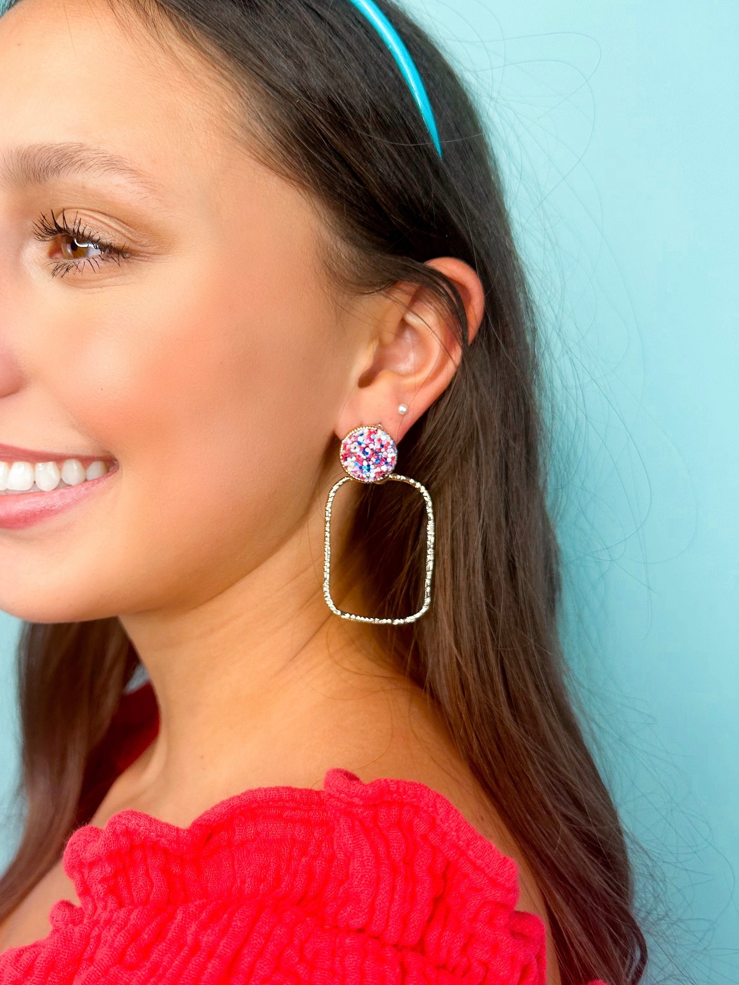 USA Glitter Top Hoops