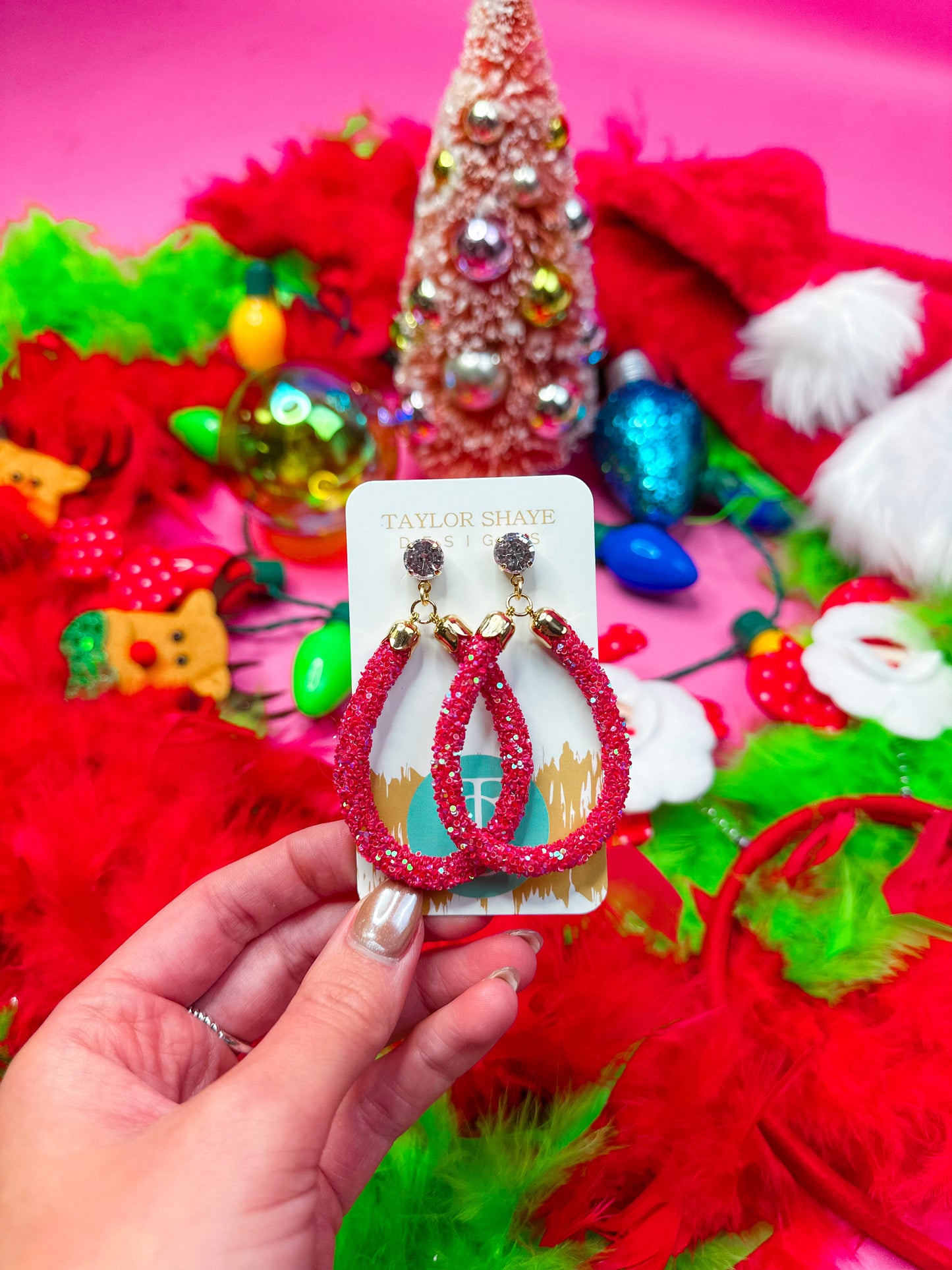 Green Glitter Teardrops